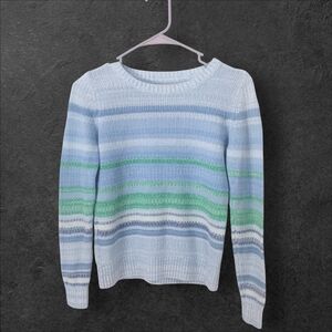 LOFT Women's Blue Striped Knit Sweater Size XS